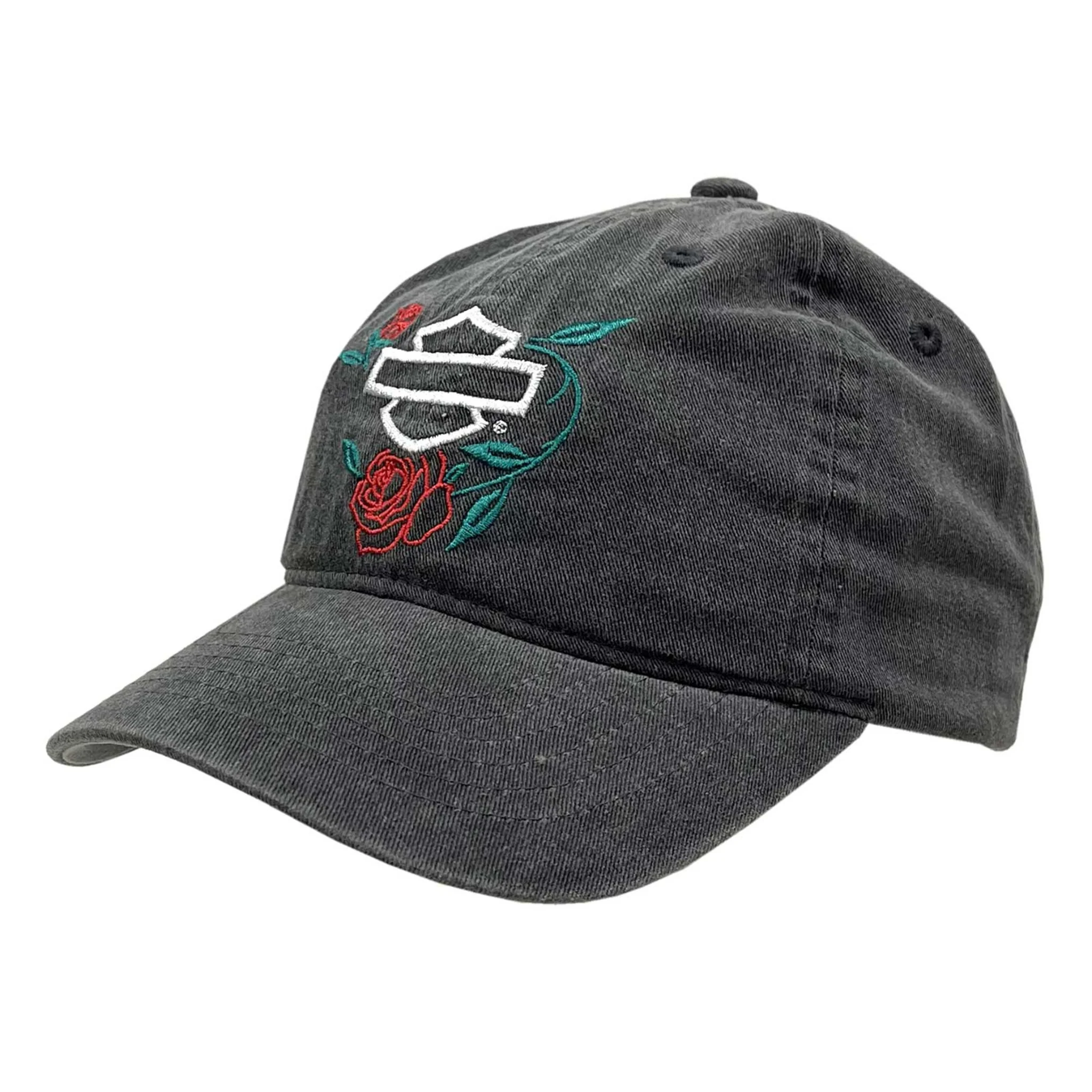 Gasoline Alley Harley-DavidsonĀ® Women's Thicket B&S Roses Adjustable Curved Bill Dad Hat