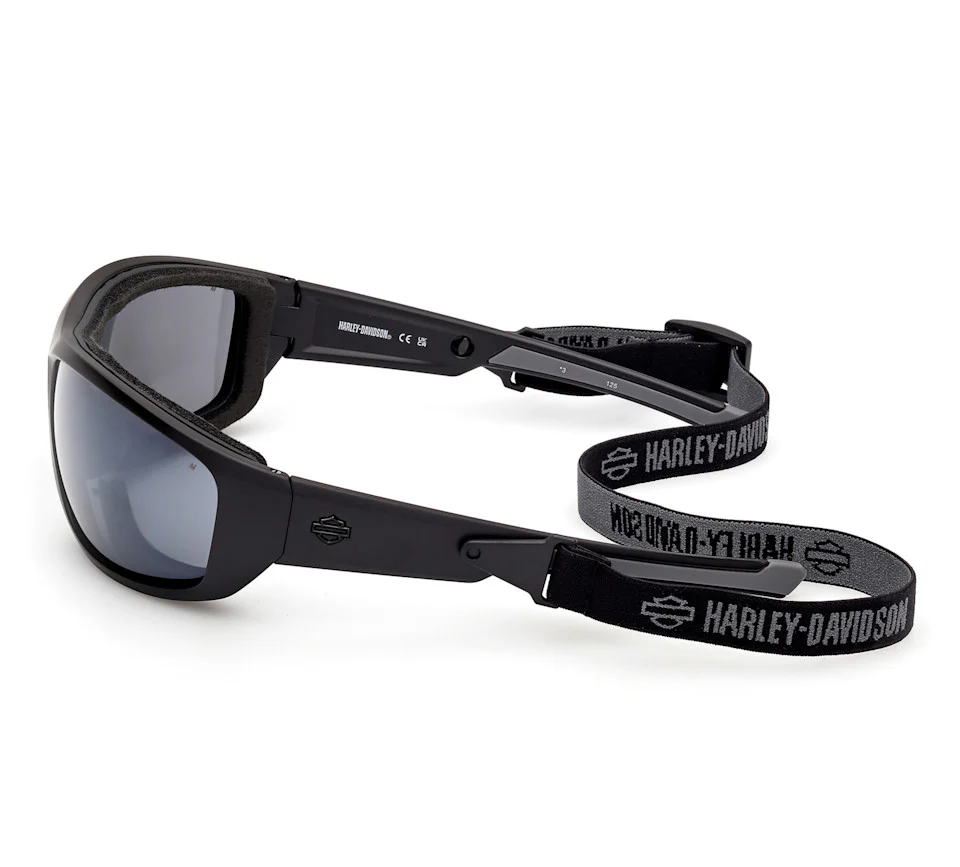 Harley-Davidson® Men's Blaze Ace 2.0 Sunglasses w/ Headstrap - Matte Black Frames - Silver Mirror Lens - Image 2