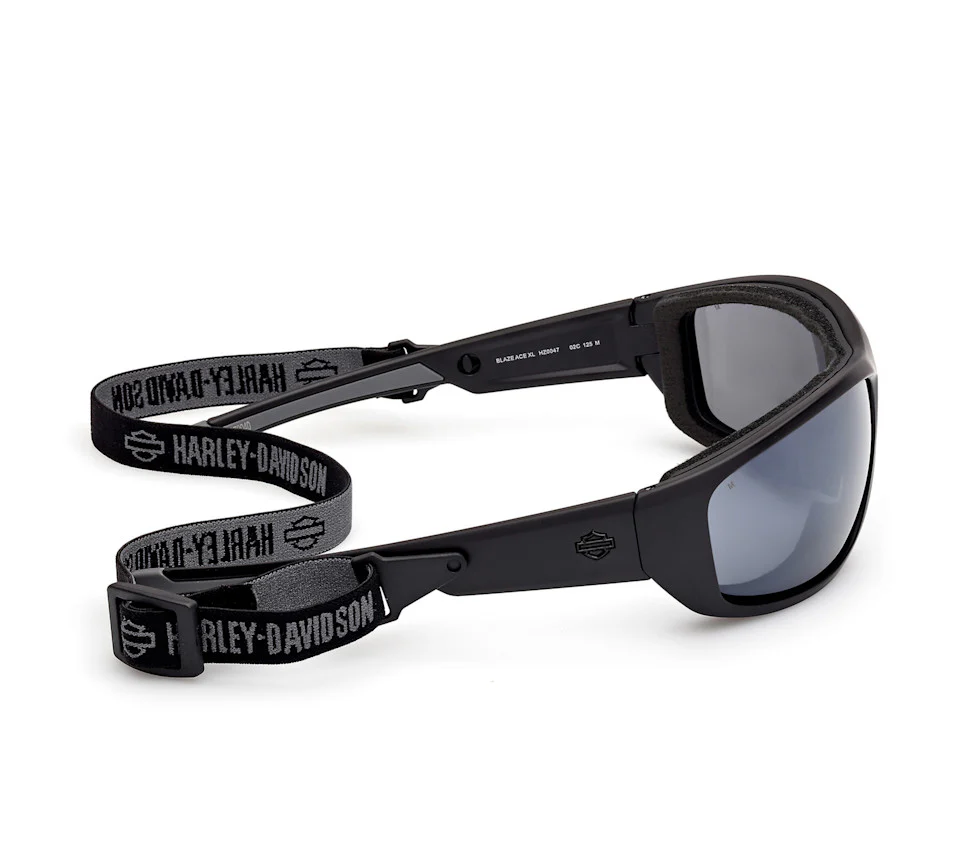 Harley-Davidson® Men's Blaze Ace 2.0 Sunglasses w/ Headstrap - Matte Black Frames - Silver Mirror Lens - Image 6
