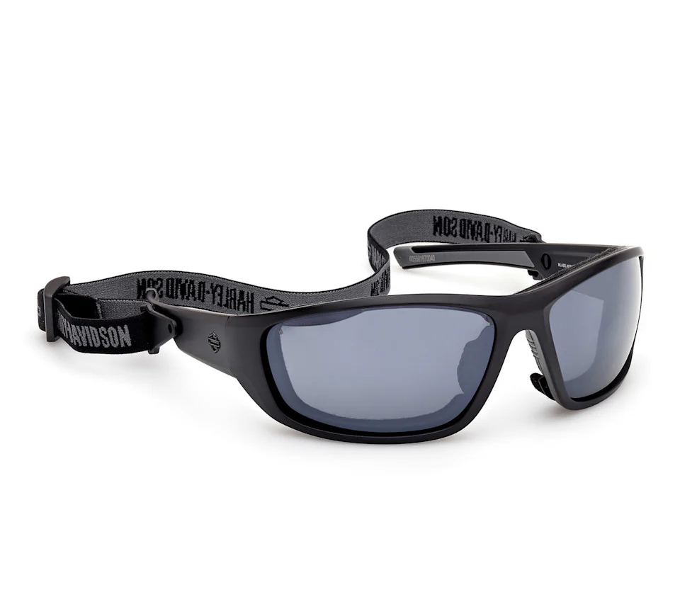 Harley-Davidson® Men's Blaze Ace 2.0 Sunglasses w/ Headstrap - Matte Black Frames - Silver Mirror Lens - Image 7