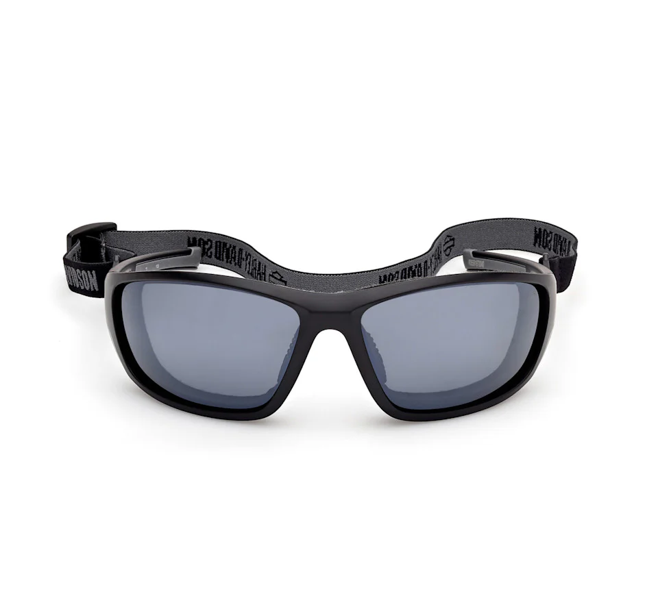 Harley-Davidson® Men's Blaze Ace 2.0 Sunglasses w/ Headstrap - Matte Black Frames - Silver Mirror Lens - Image 8