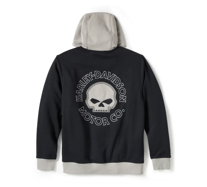 Harley-Davidson® Men's Willie G Skull Colorblock Zip Front Hoodie - Image 2