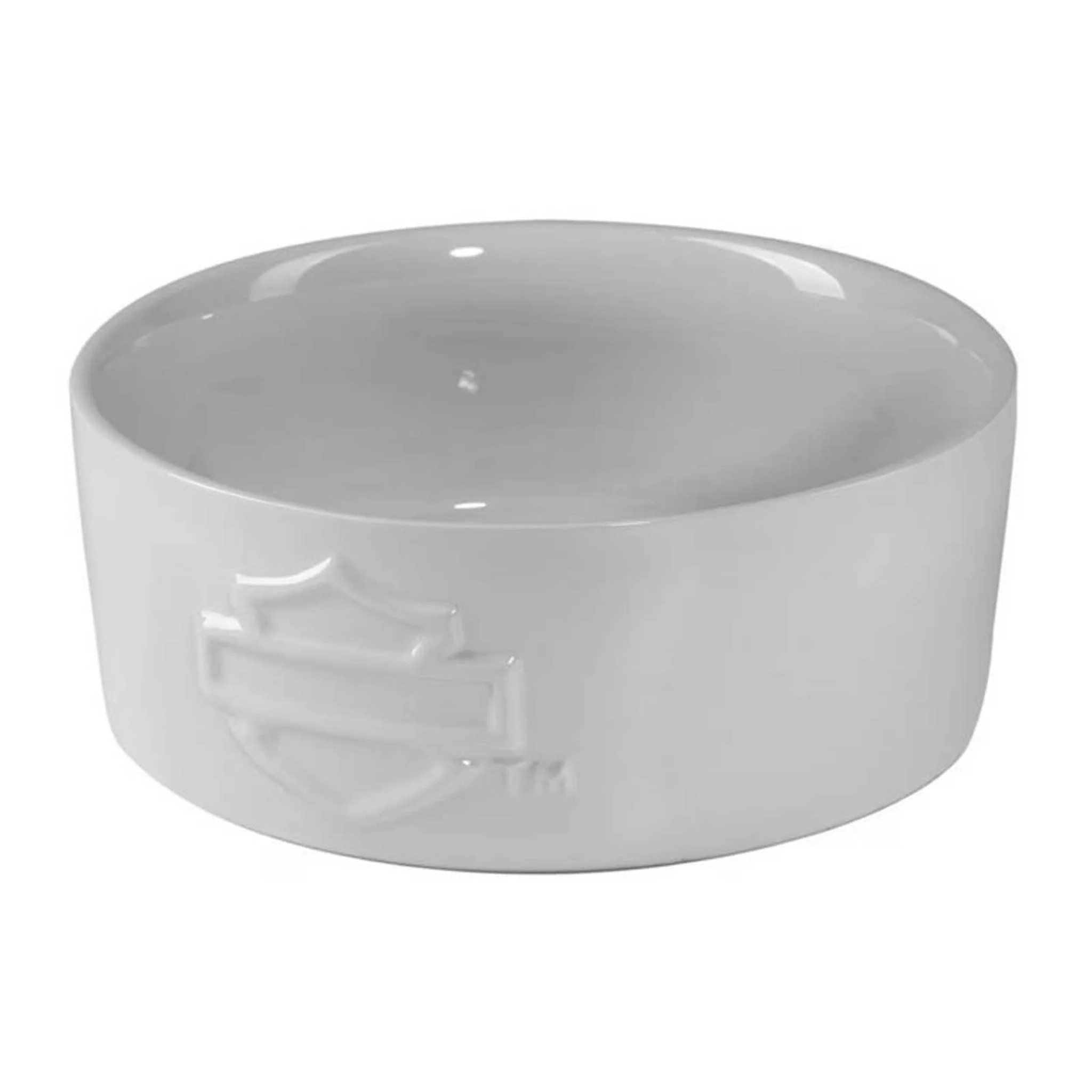Harley-Davidson® Sculpted Open Bar & Shield Logo Ceramic Pet Bowl - White - Image 3