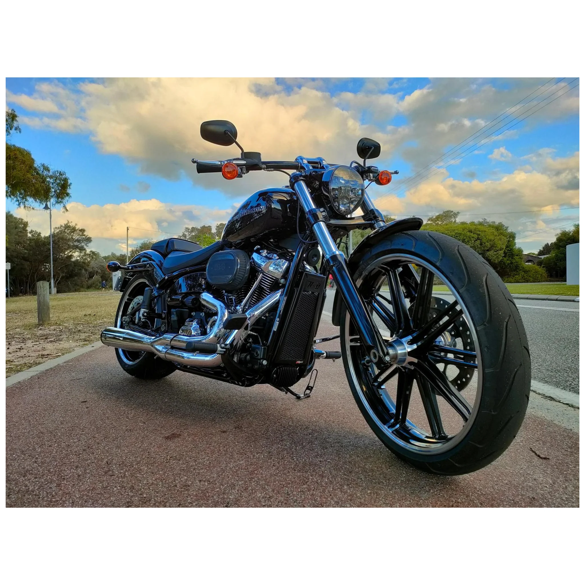 Rad Guard - M8 Softail Oil Cooler Protective Guard - Black - Image 3