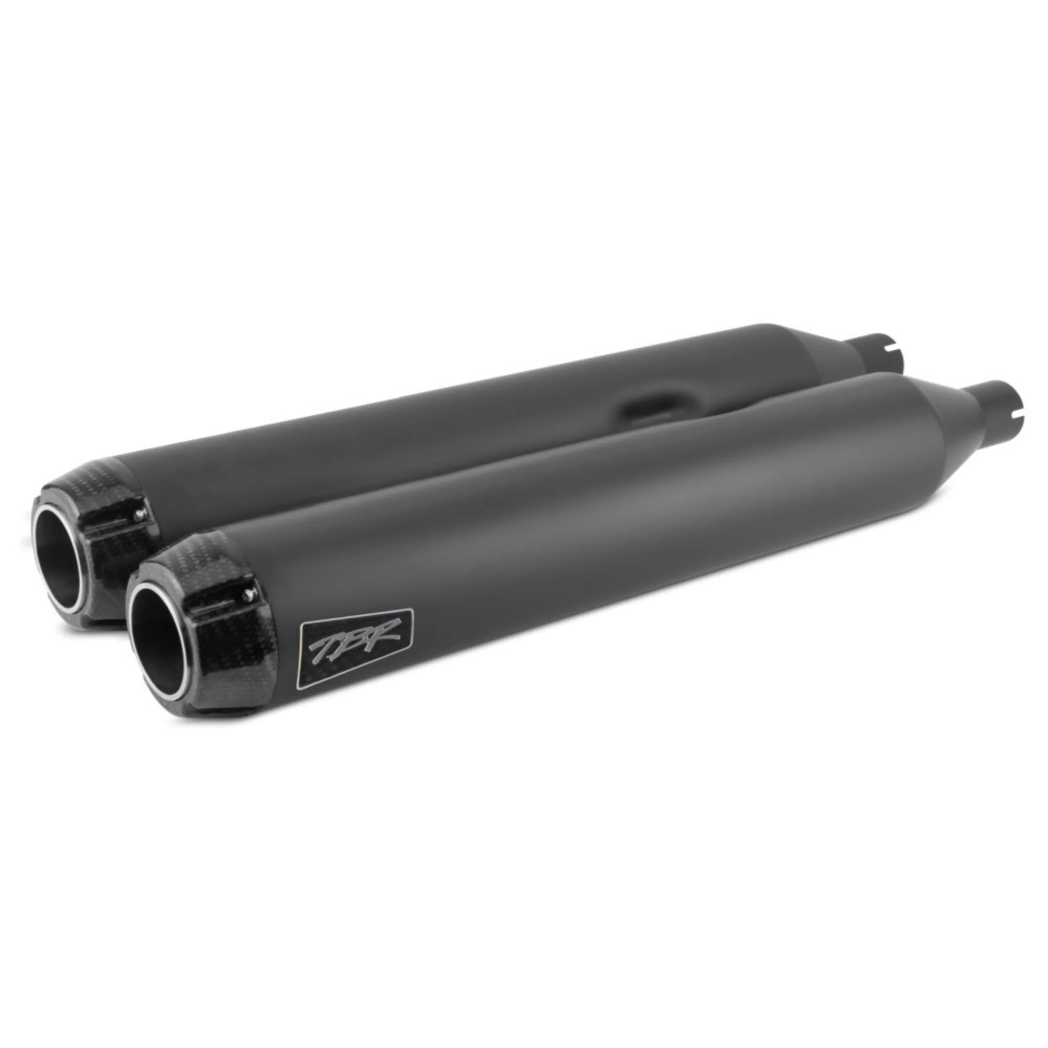 TBR - 4in. Slip-On Mufflers – Black with Carbon Fiber End Caps. Fits Touring 2017up.